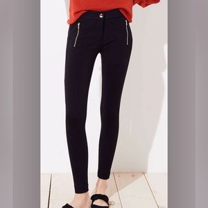 LOFT Petite 10P Black Skinny Pants With Zipper Detail